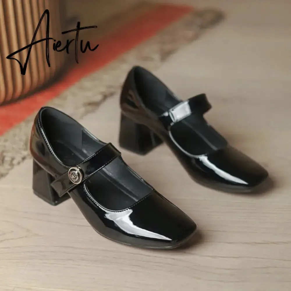 Aiertu New Mary Jane Women's Pumps Shoes Loafers Leather Vintage Japanese Style Girls Student College Costume Casual Shoes Autumn