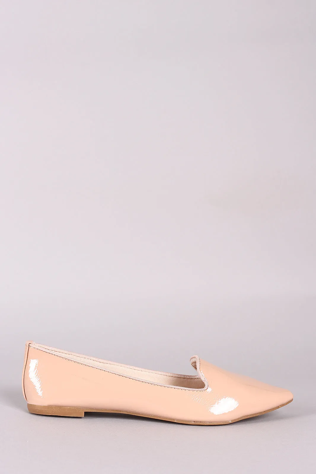 Bamboo Patent Pointy Toe Loafer Flat