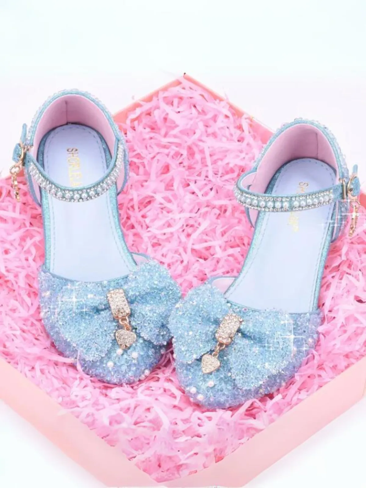 Bedazzled Glow Sparkling Ankle Strap Shoes By Liv and Mia