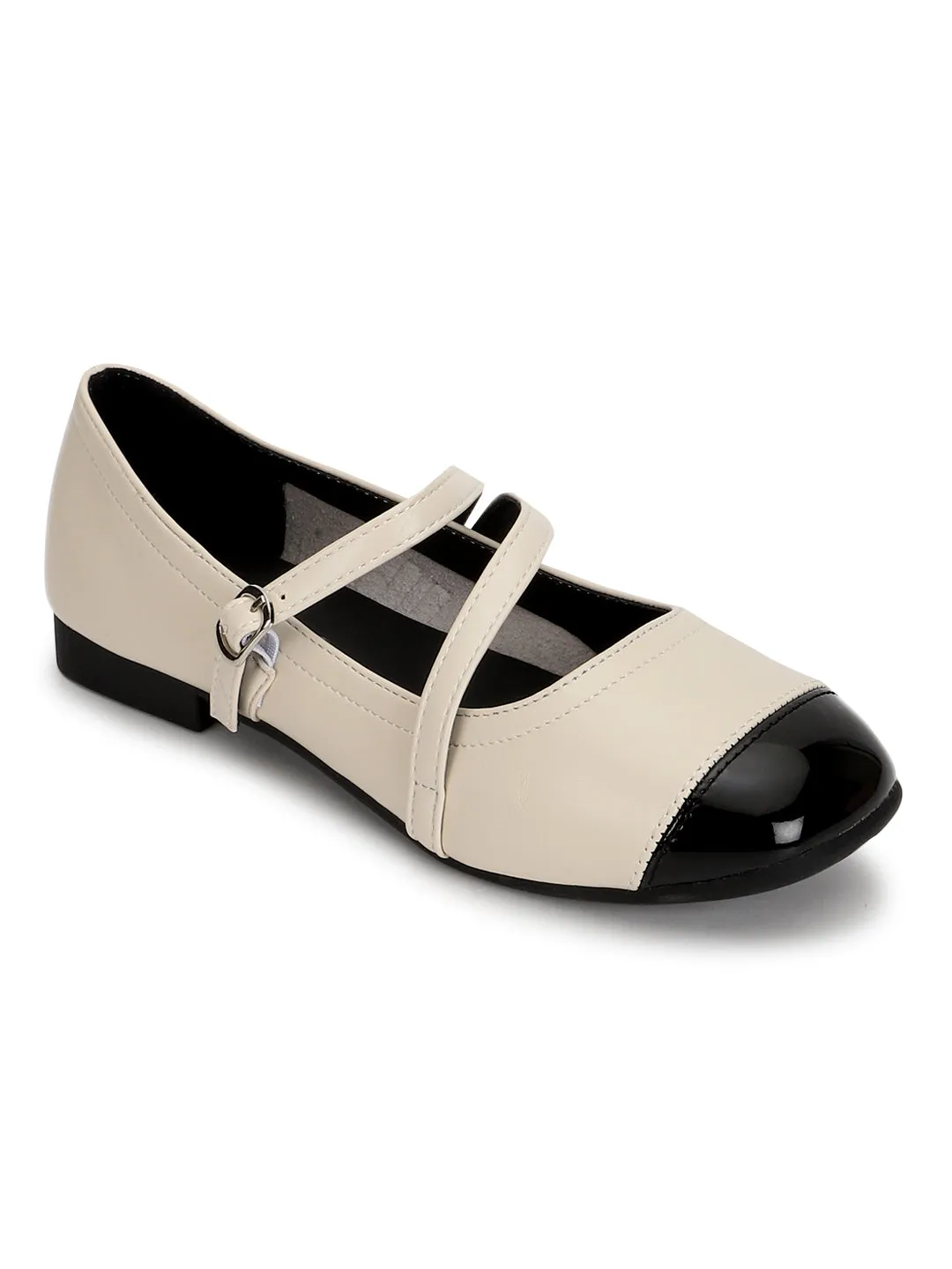 Beige PU Ballerina Flats (TC-RS3630-BEIG)