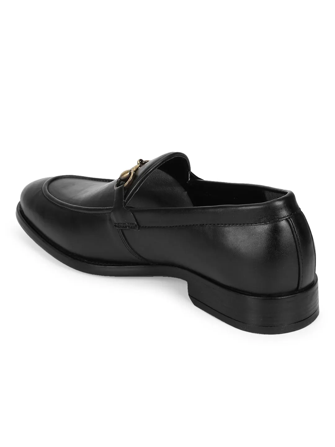 Black PU Men's Low Heel Chained Loafers (TC-SM-5001-BLKPU)