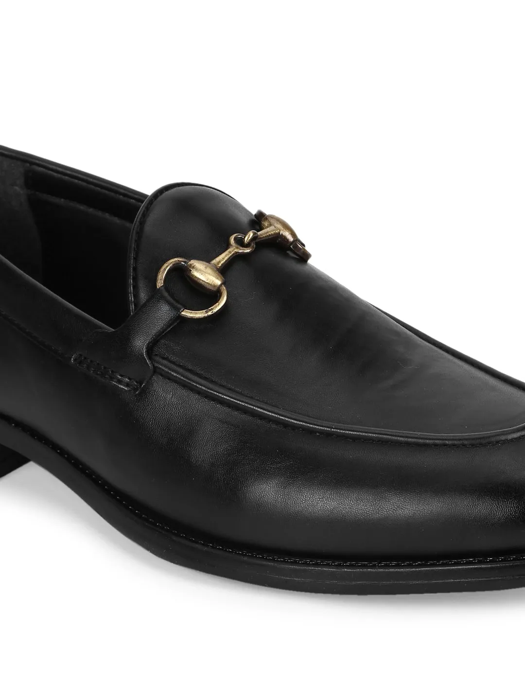 Black PU Men's Low Heel Chained Loafers (TC-SM-5001-BLKPU)