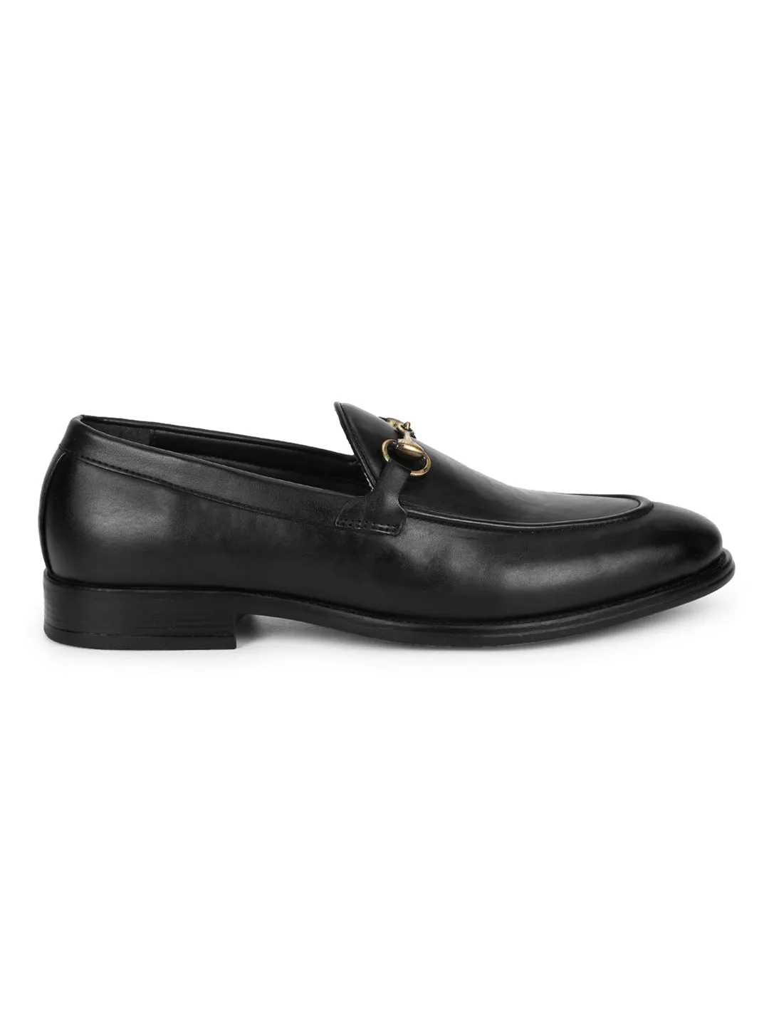 Black PU Men's Low Heel Chained Loafers (TC-SM-5001-BLKPU)