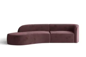 Caserta 3 Seater Left Hand Facing Chaise Lounge Corner Sofa Grape Velvet