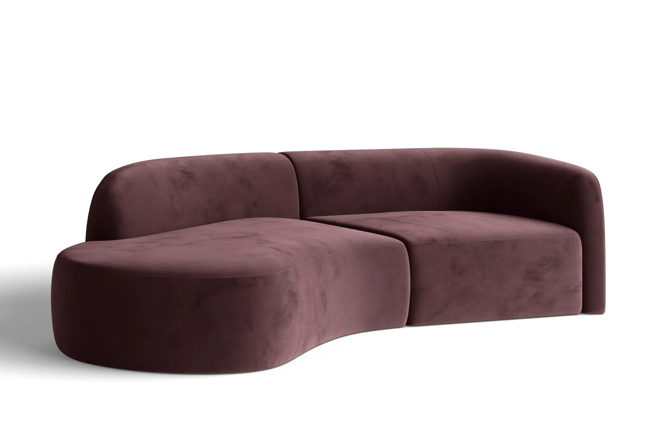 Caserta 3 Seater Left Hand Facing Chaise Lounge Corner Sofa Grape Velvet