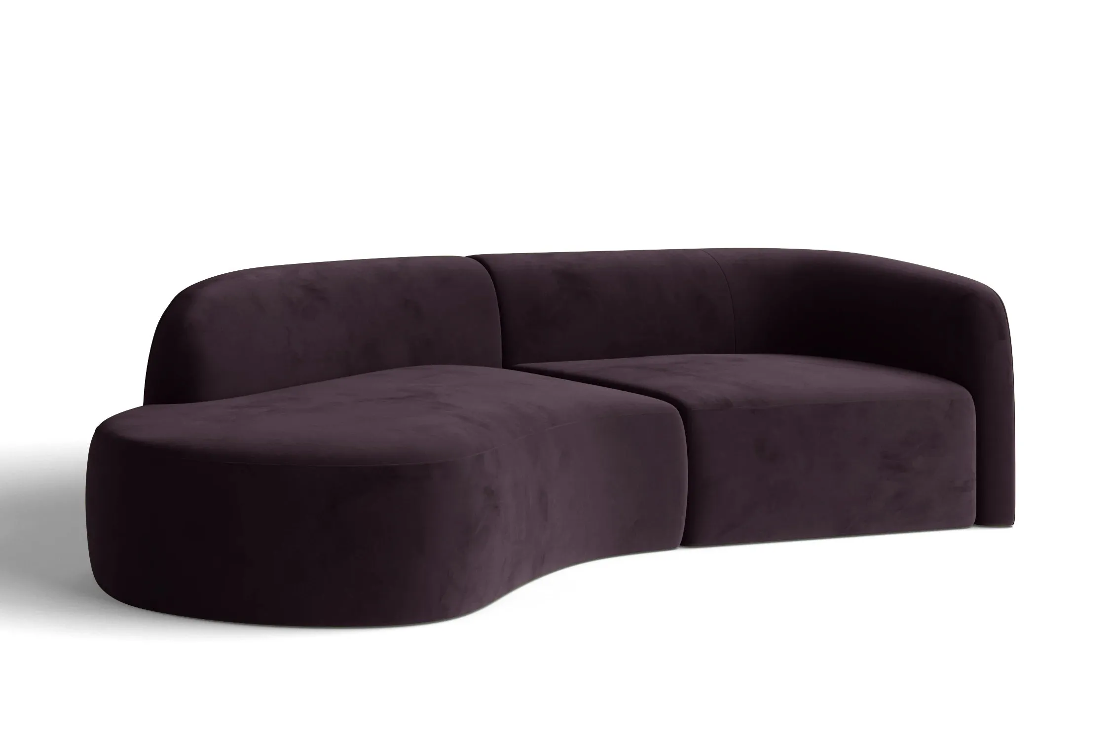 Caserta 3 Seater Left Hand Facing Chaise Lounge Corner Sofa Purple Velvet