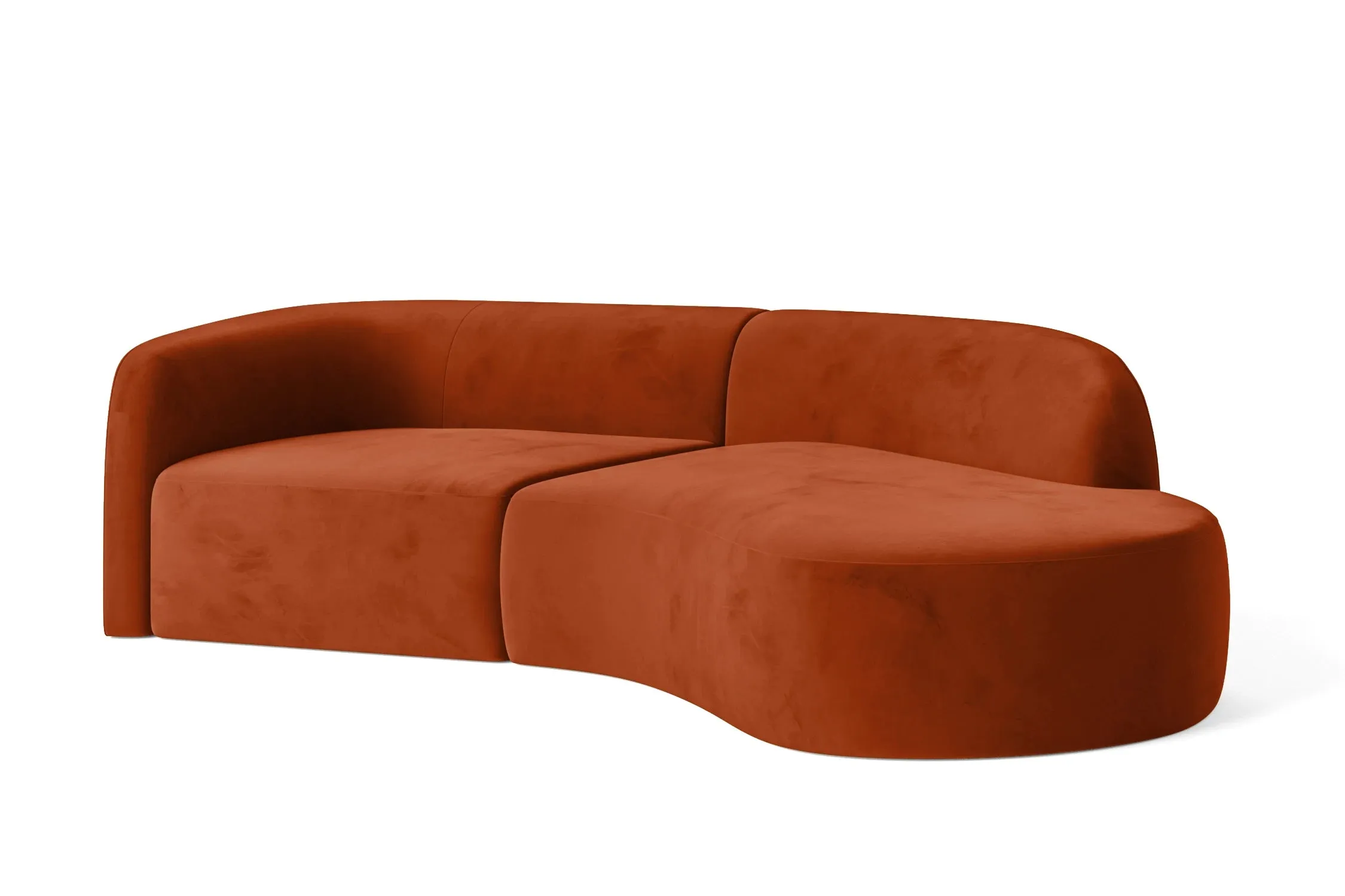 Caserta 3 Seater Right Hand Facing Chaise Lounge Corner Sofa Orange Velvet