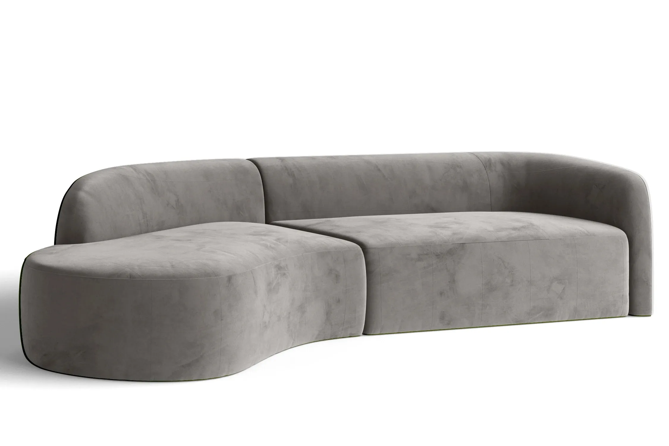 Caserta 4 Seater Left Hand Facing Chaise Lounge Corner Sofa Grey Velvet