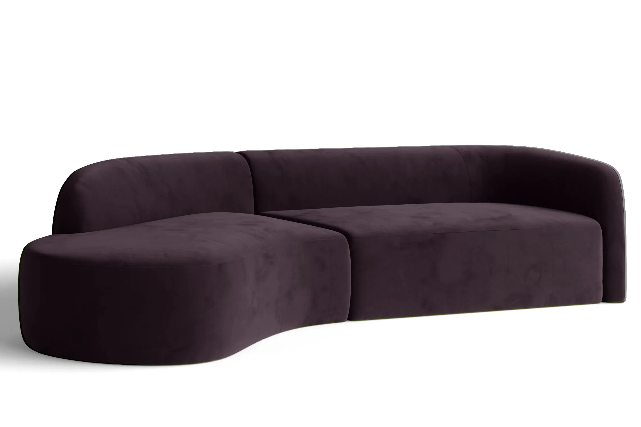 Caserta 4 Seater Left Hand Facing Chaise Lounge Corner Sofa Purple Velvet