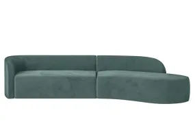 Caserta 4 Seater Right Hand Facing Chaise Lounge Corner Sofa Teal Velvet