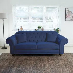 Chesterfield 3 Seat Velvet Sofa in Royal Blue