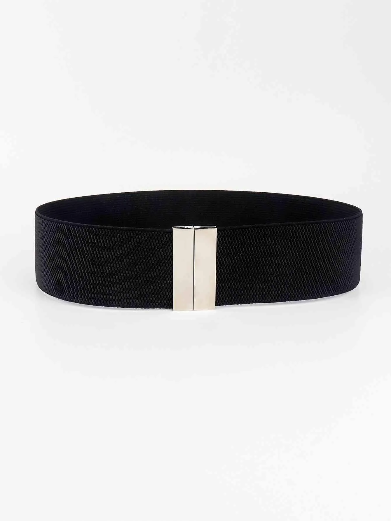 Chic Elastic Belt with Sleek Alloy Buckle - A Stylish Addition for Any Ensemble