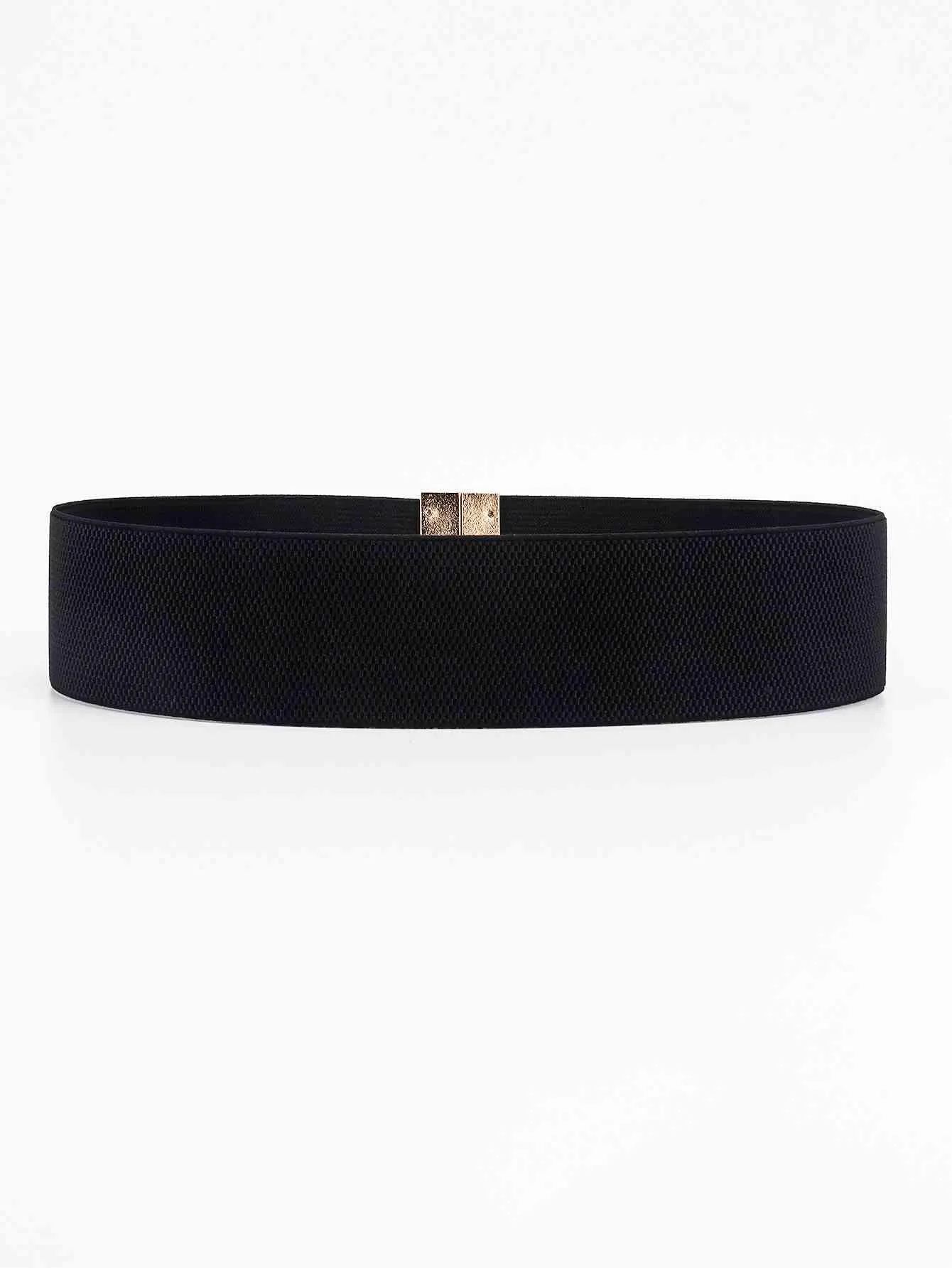 Chic Elastic Belt with Sleek Alloy Buckle - A Stylish Addition for Any Ensemble