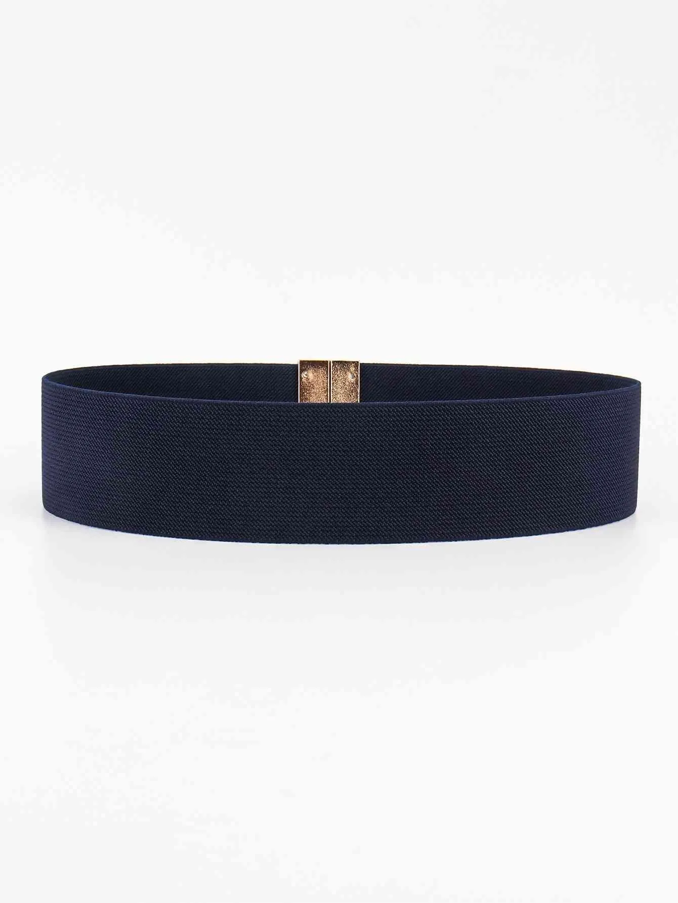 Chic Elastic Belt with Sleek Alloy Buckle - A Stylish Addition for Any Ensemble