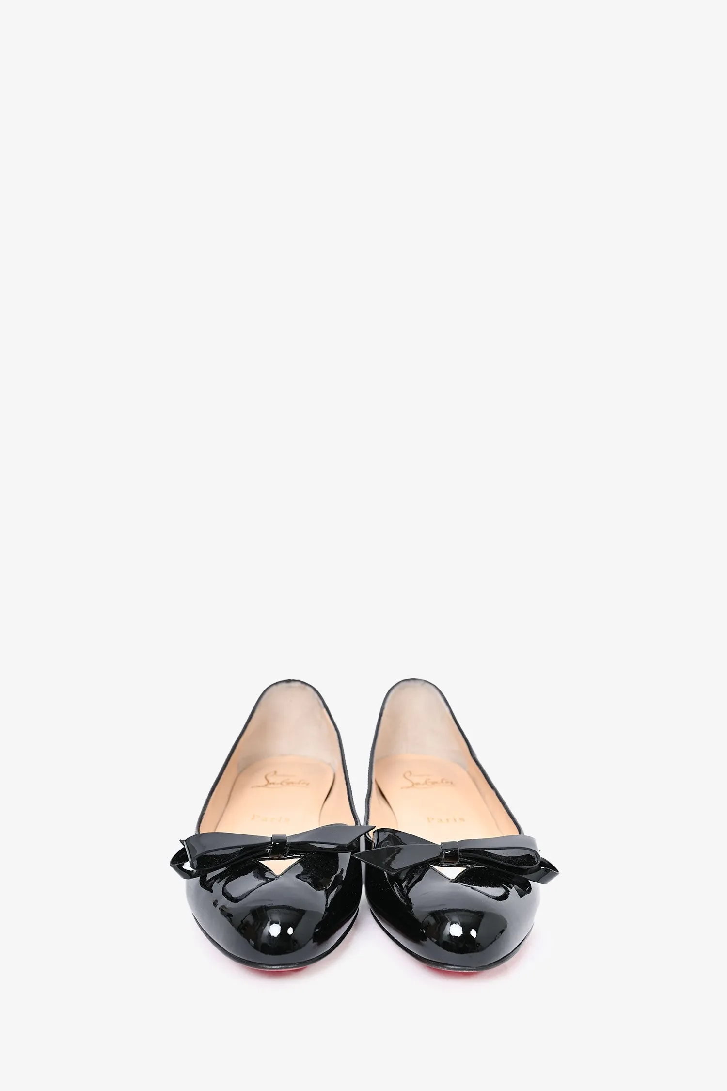 Christian Louboutin Black Patent Leather Bow Flats Size 35.5