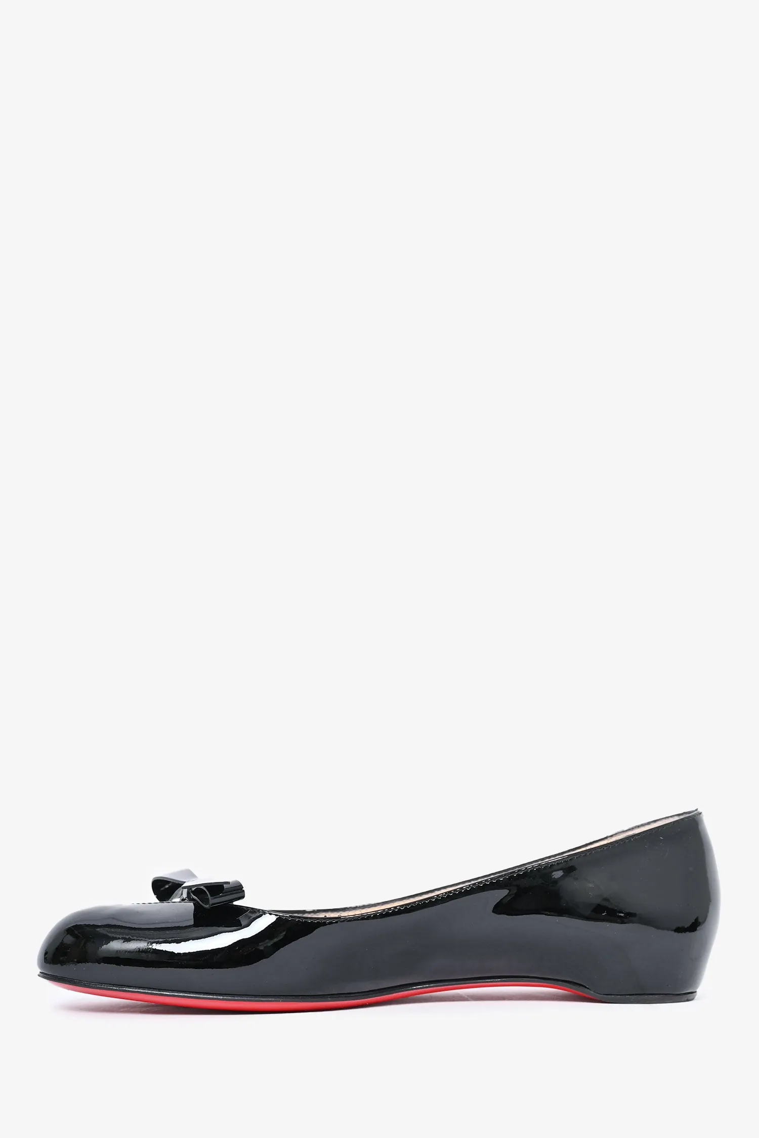 Christian Louboutin Black Patent Leather Bow Flats Size 35.5