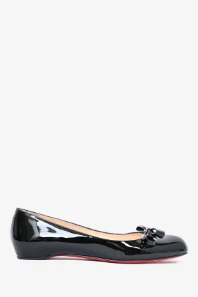 Christian Louboutin Black Patent Leather Bow Flats Size 35.5