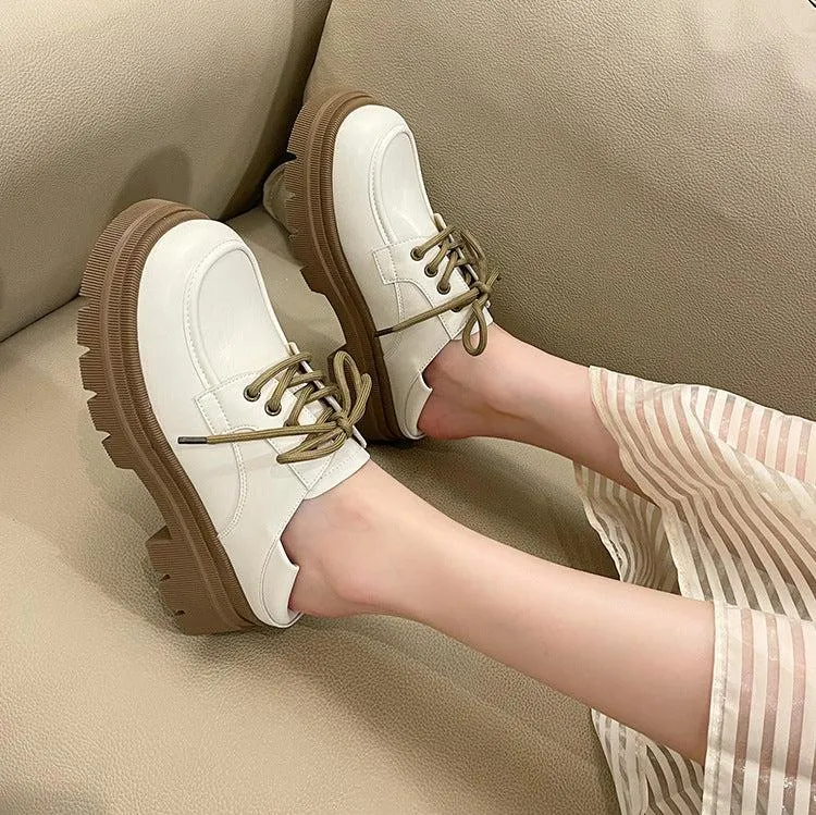 Chunky Lace-Up Loafers Wide Feet Fat Foot Women's Shoes