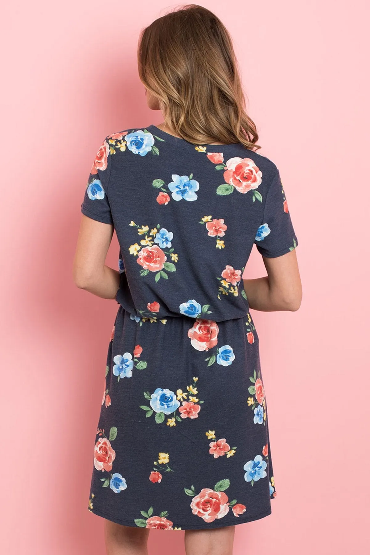 Cinch Waist Pocket Floral Dress