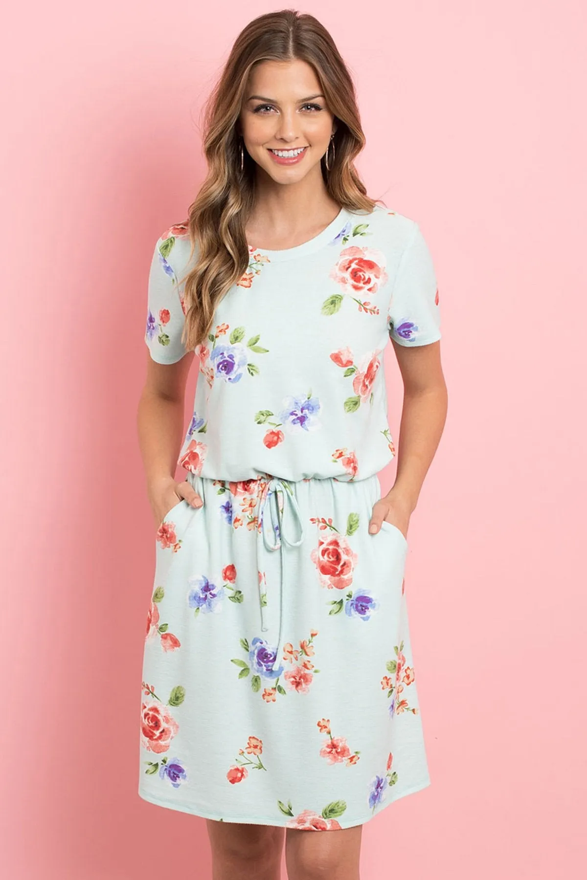 Cinch Waist Pocket Floral Dress