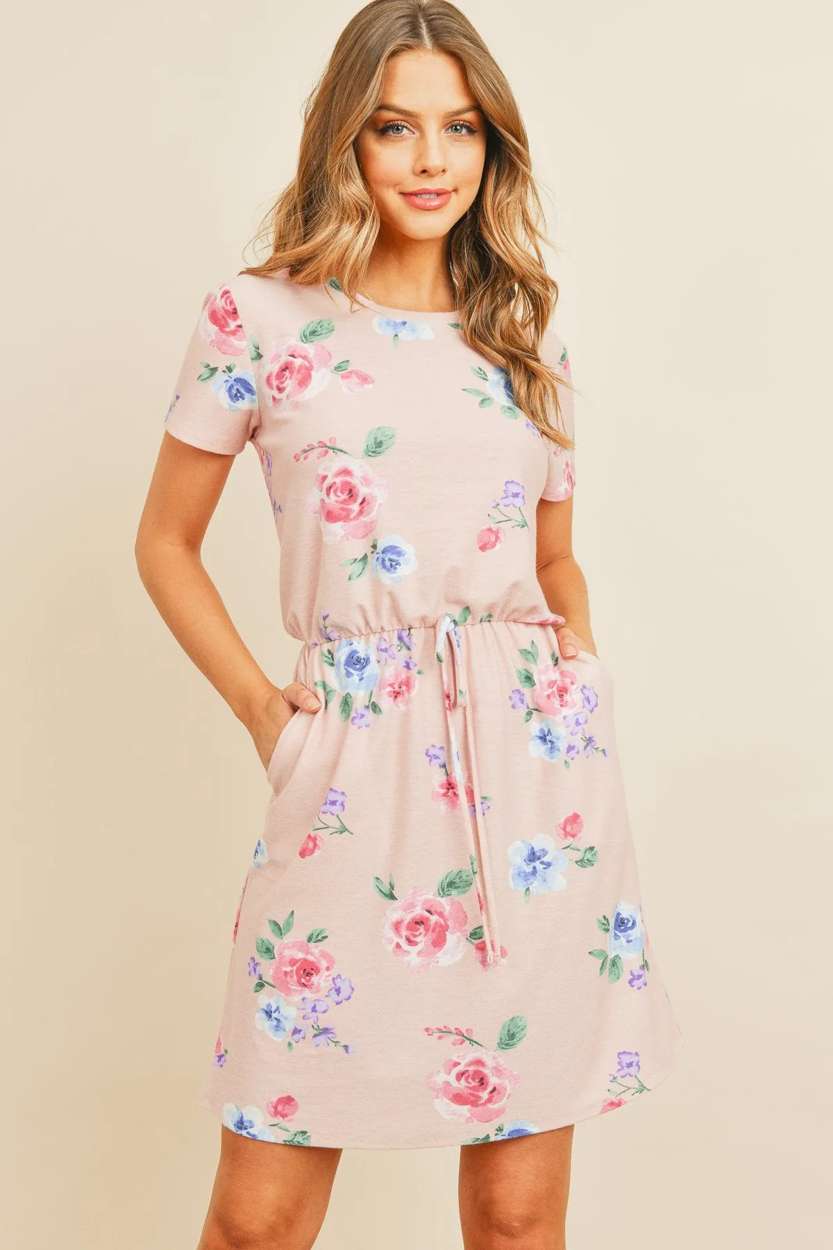 Cinch Waist Pocket Floral Dress