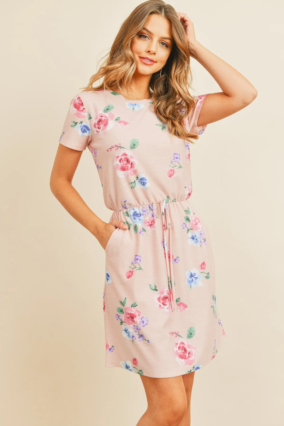 Cinch Waist Pocket Floral Dress