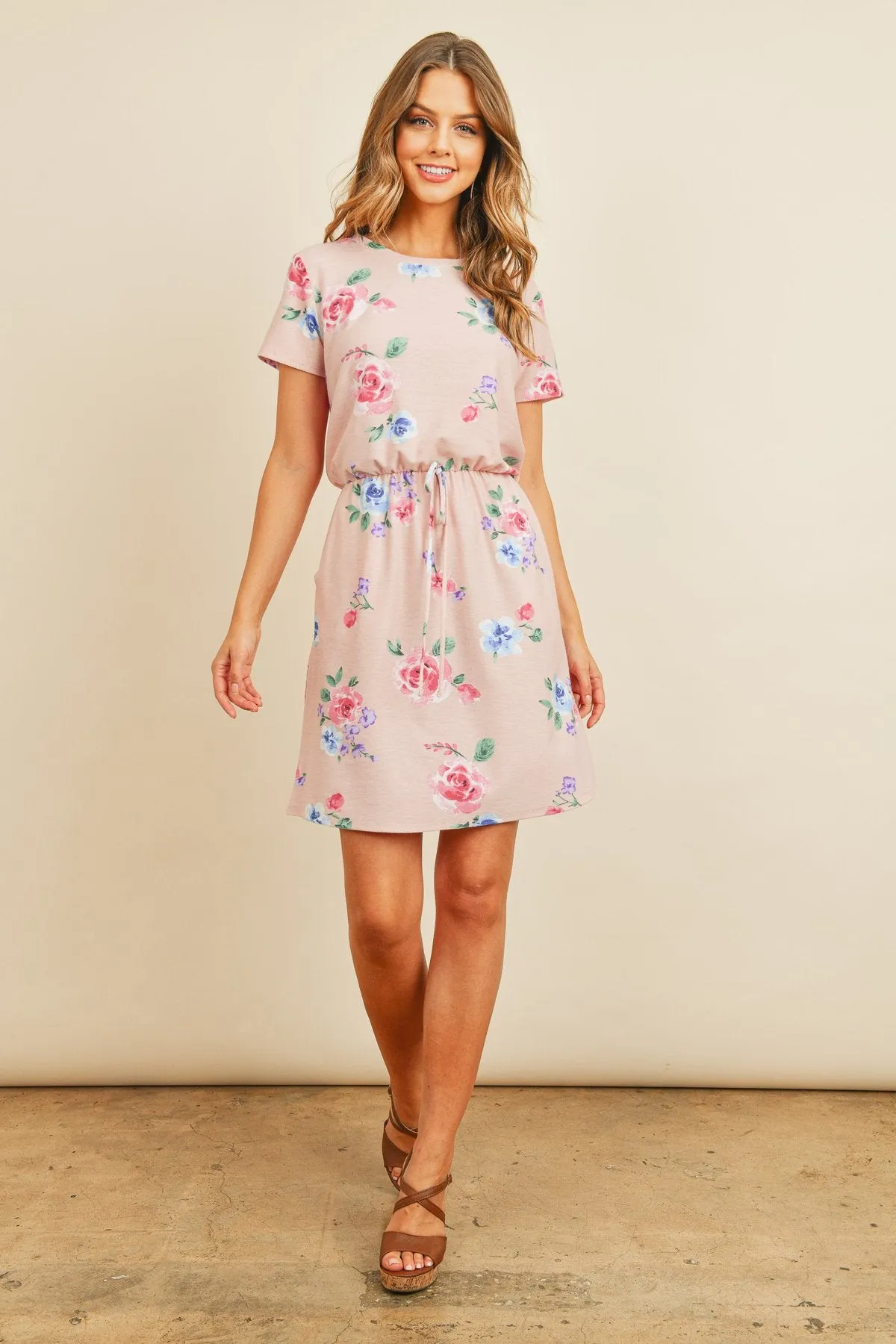 Cinch Waist Pocket Floral Dress