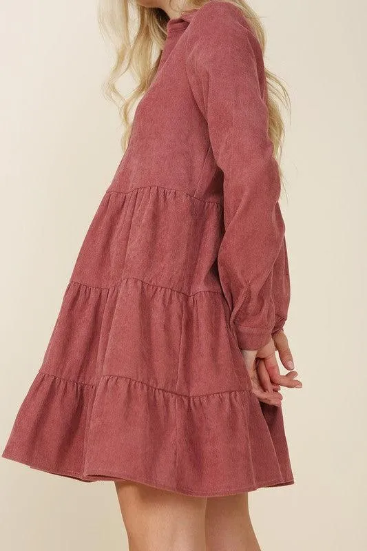 Corduroy Tiered Dress