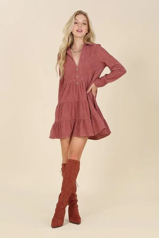 Corduroy Tiered Dress