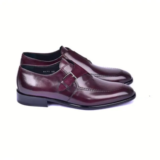 Corrente C053-6471 Men's Shoes Burgundy Suede / Calf-Skin Leather Monk-Strap Loafers (CRT1463)