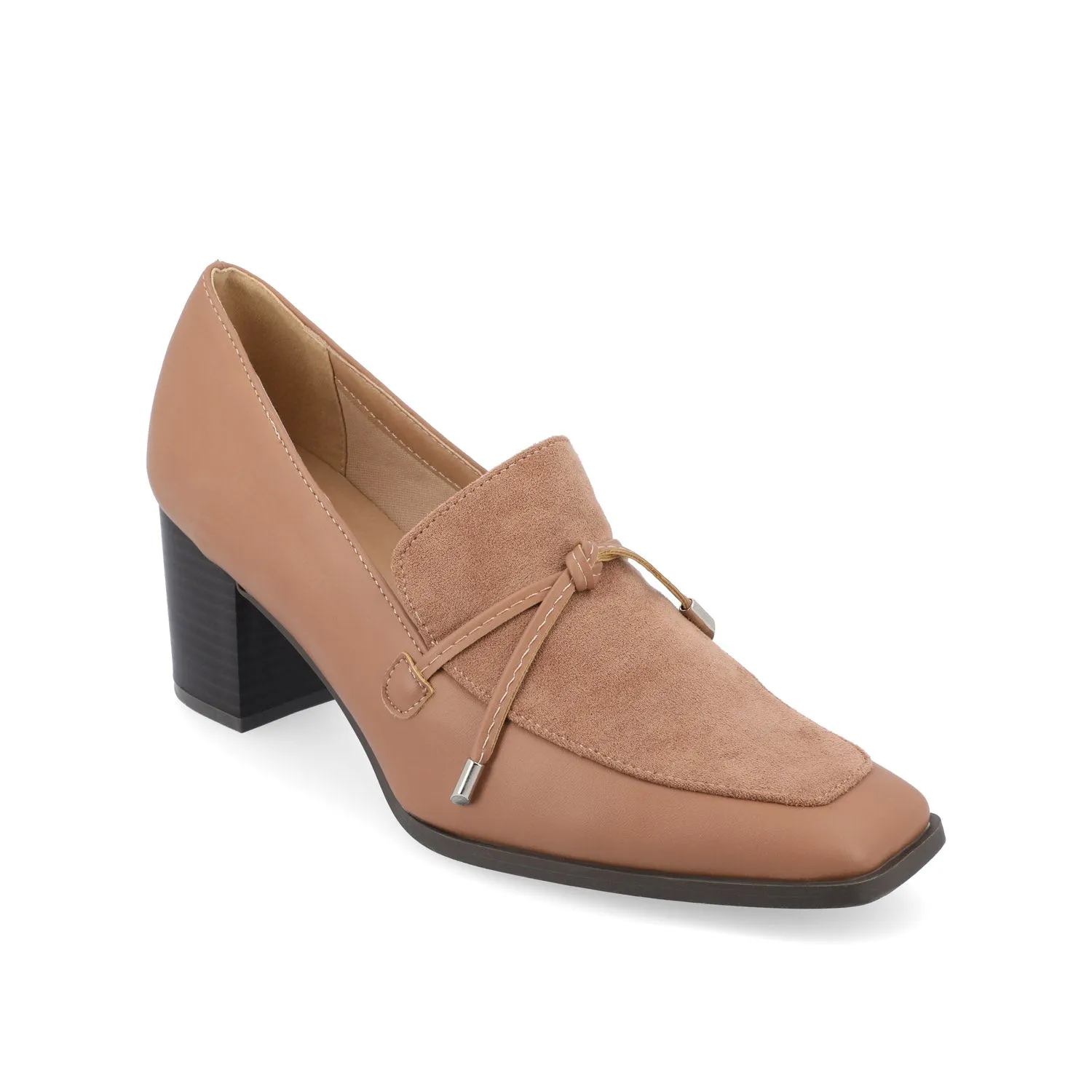 CRAWFORD LOAFER BLOCK HEELS IN FAUX LEATHER