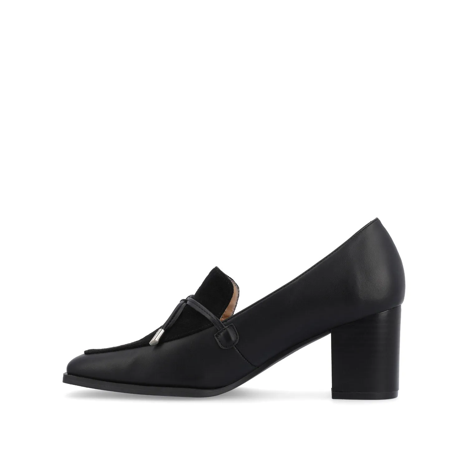 CRAWFORD LOAFER BLOCK HEELS IN FAUX LEATHER