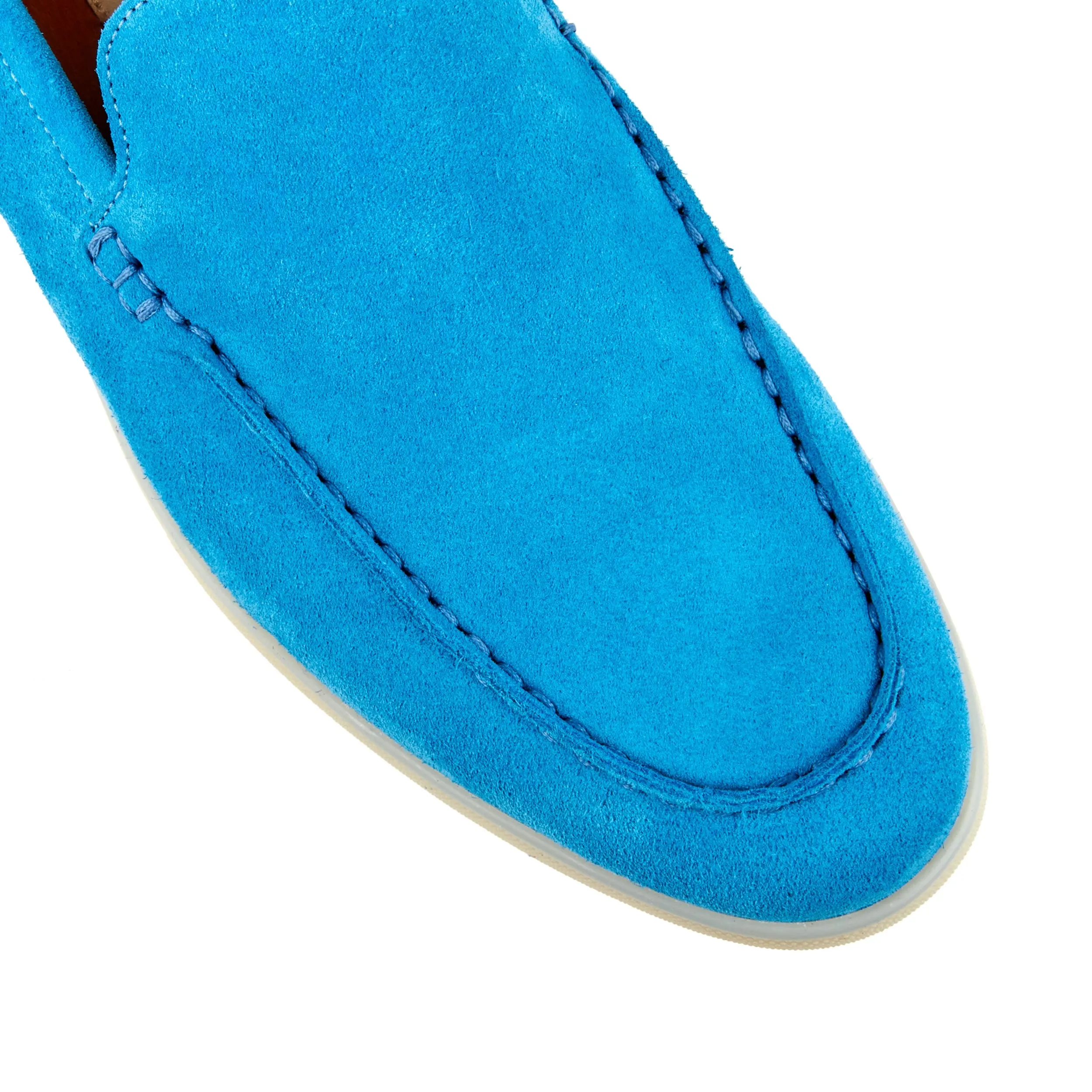 Cruise - Light Blue - Men's almond toe leather slip on in light blue suede