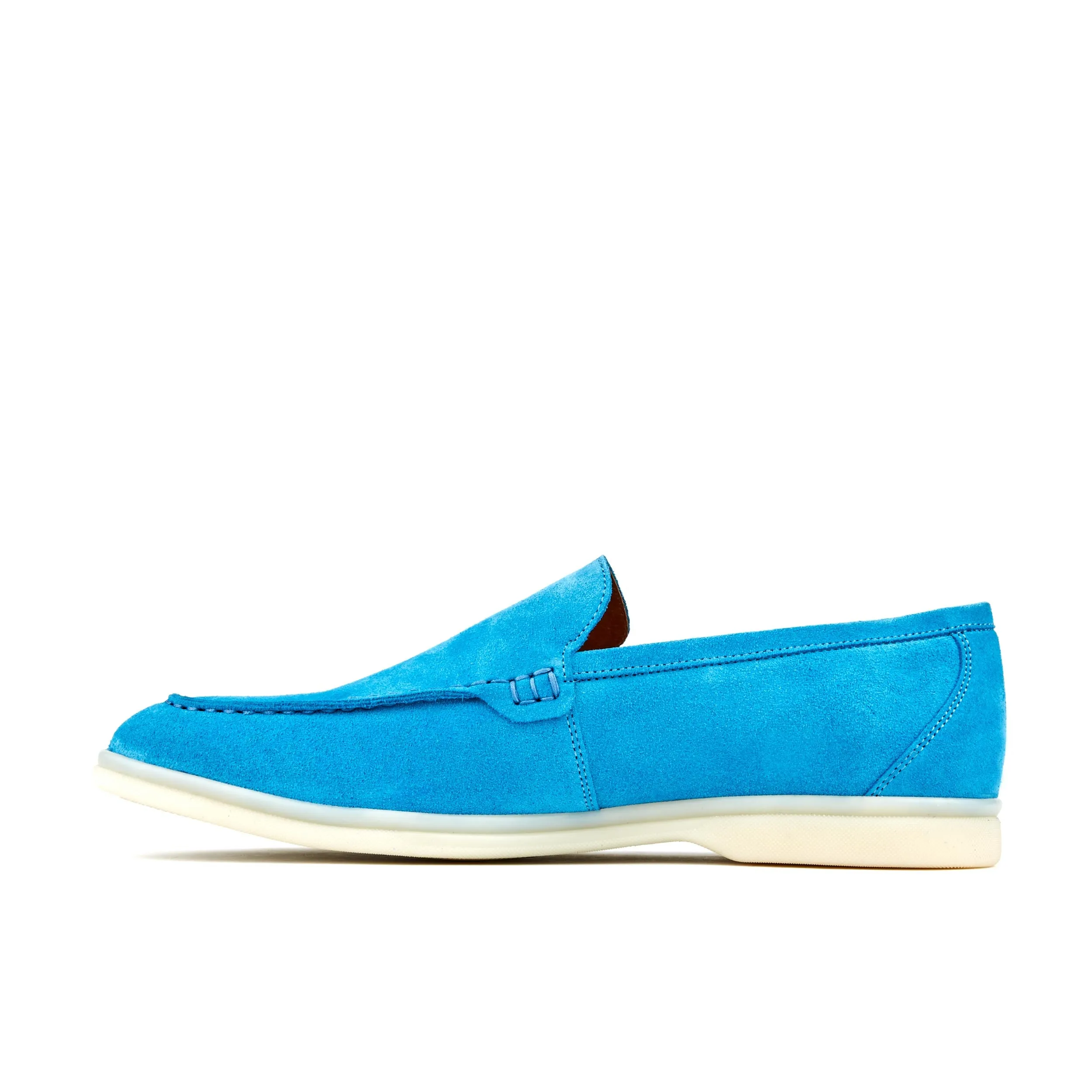 Cruise - Light Blue - Men's almond toe leather slip on in light blue suede