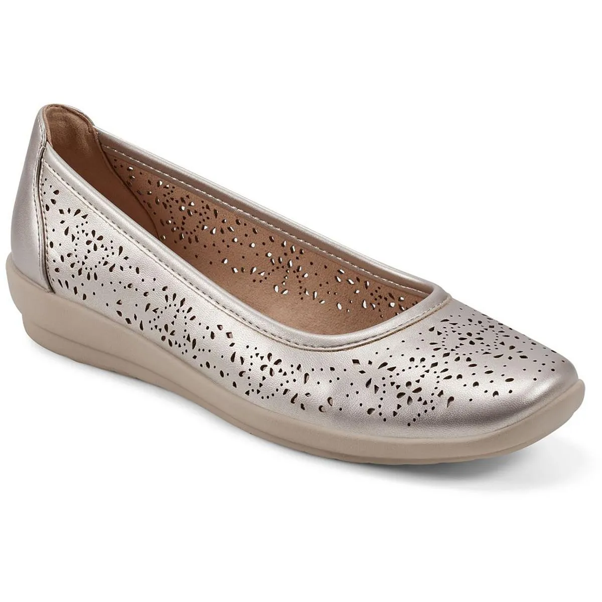 Easy Spirit Womens Alessia 3 Padded Insole Faux Leather Ballet Flats