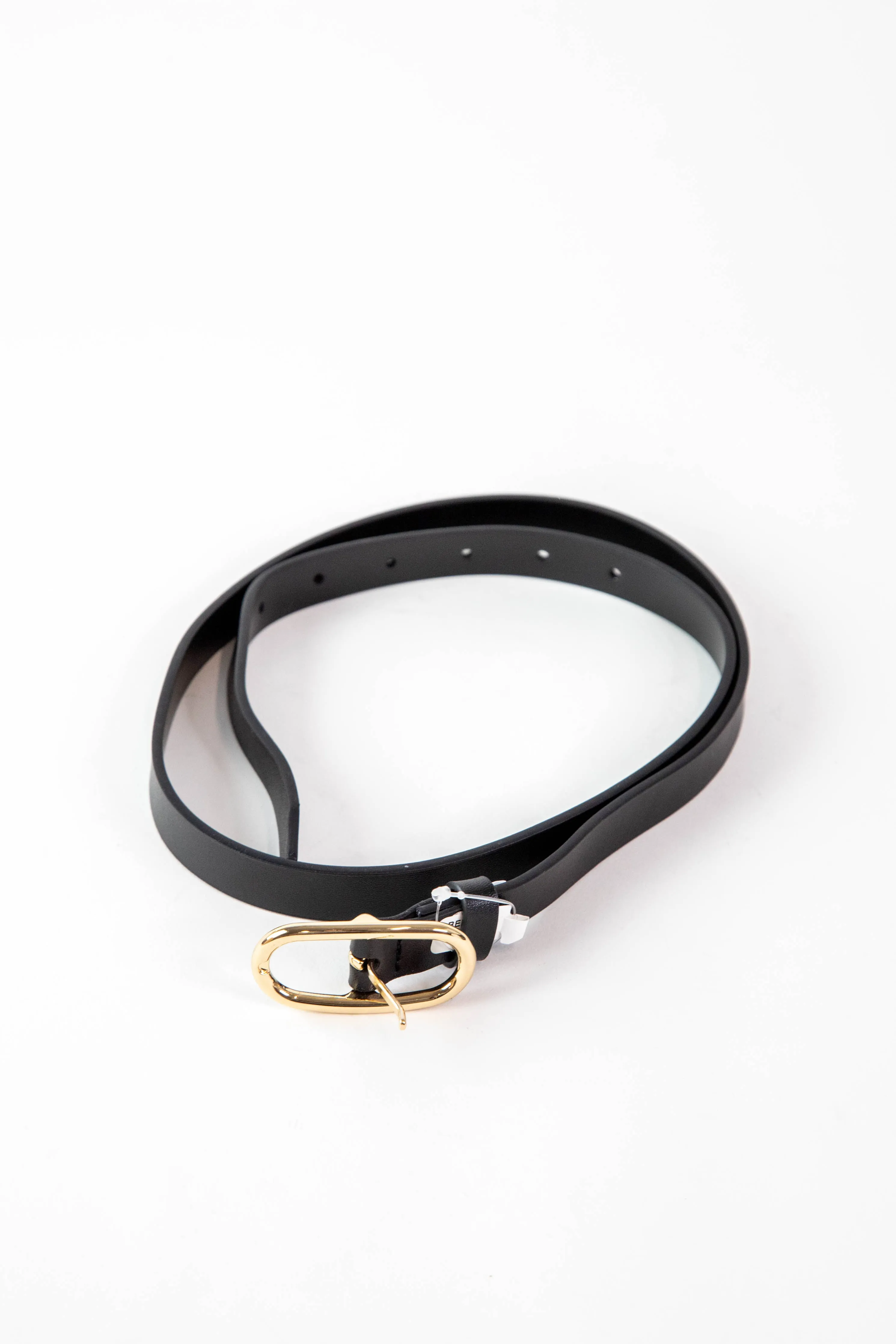 Ericka Long Oval Buckle Belt, Black