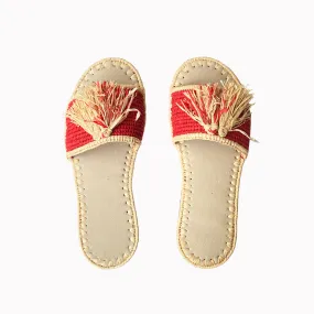 FLAT RAFFIA MULES