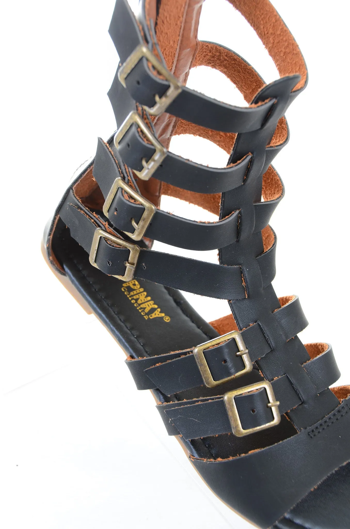 Gladiator Strappy Buckle Cuff Ankle Flats Vegan Sandal