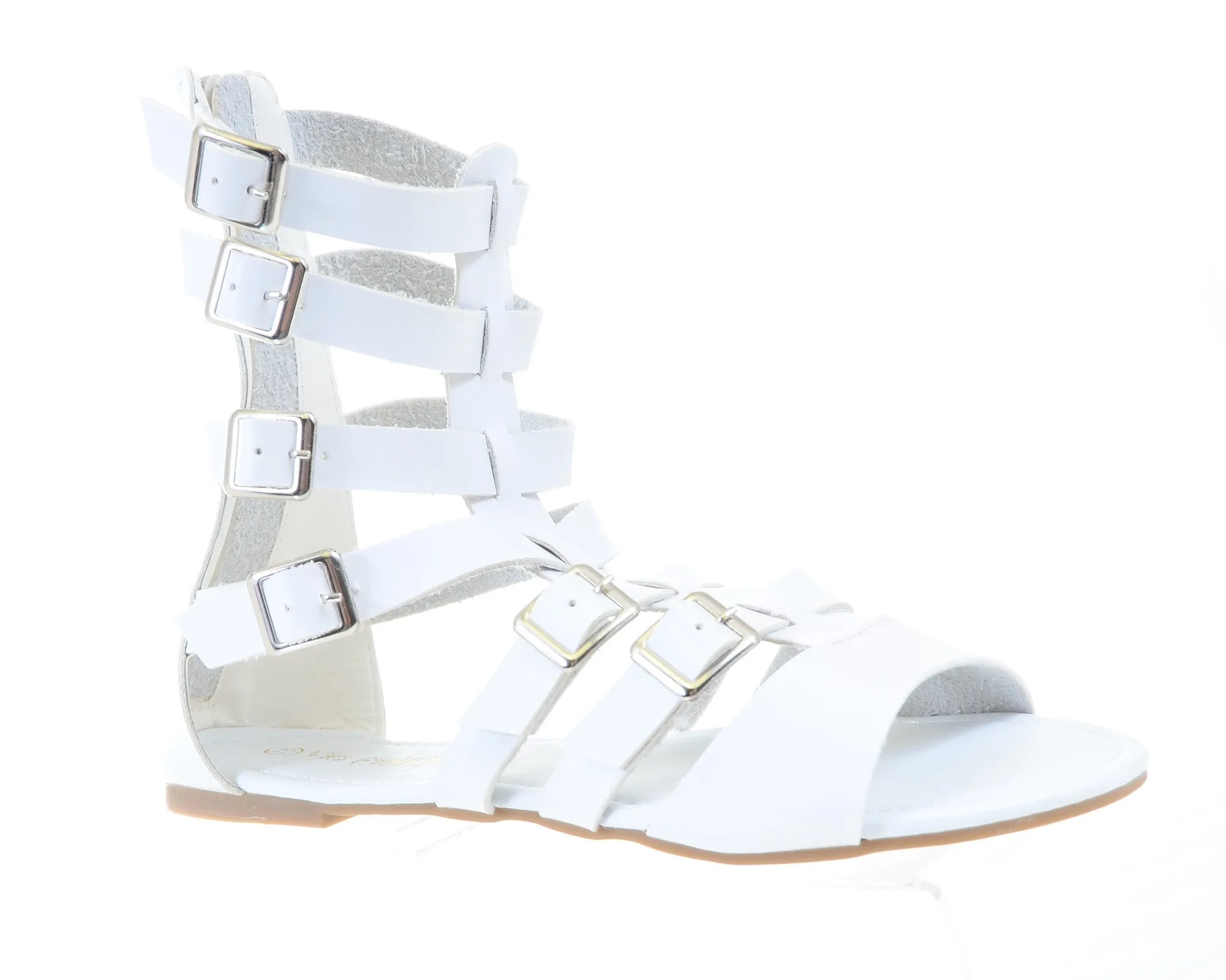 Gladiator Strappy Buckle Cuff Ankle Flats Vegan Sandal