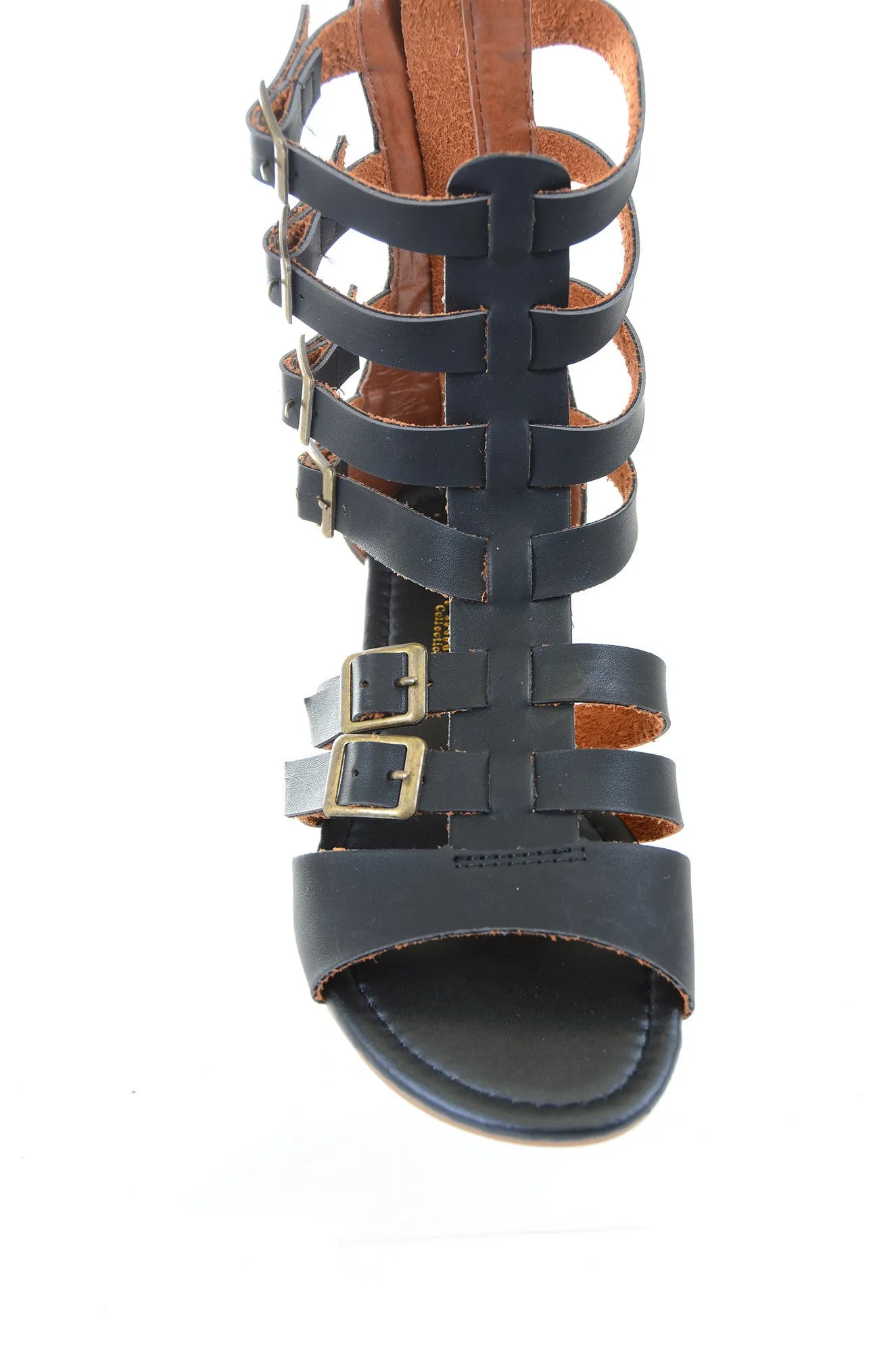 Gladiator Strappy Buckle Cuff Ankle Flats Vegan Sandal