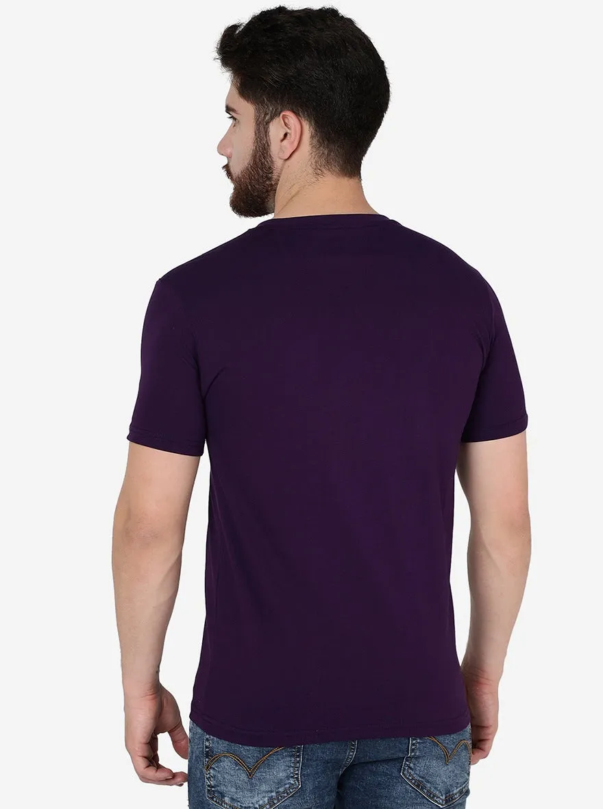 Grape Purple Printed Slim Fit T-Shirt | Greenfibre