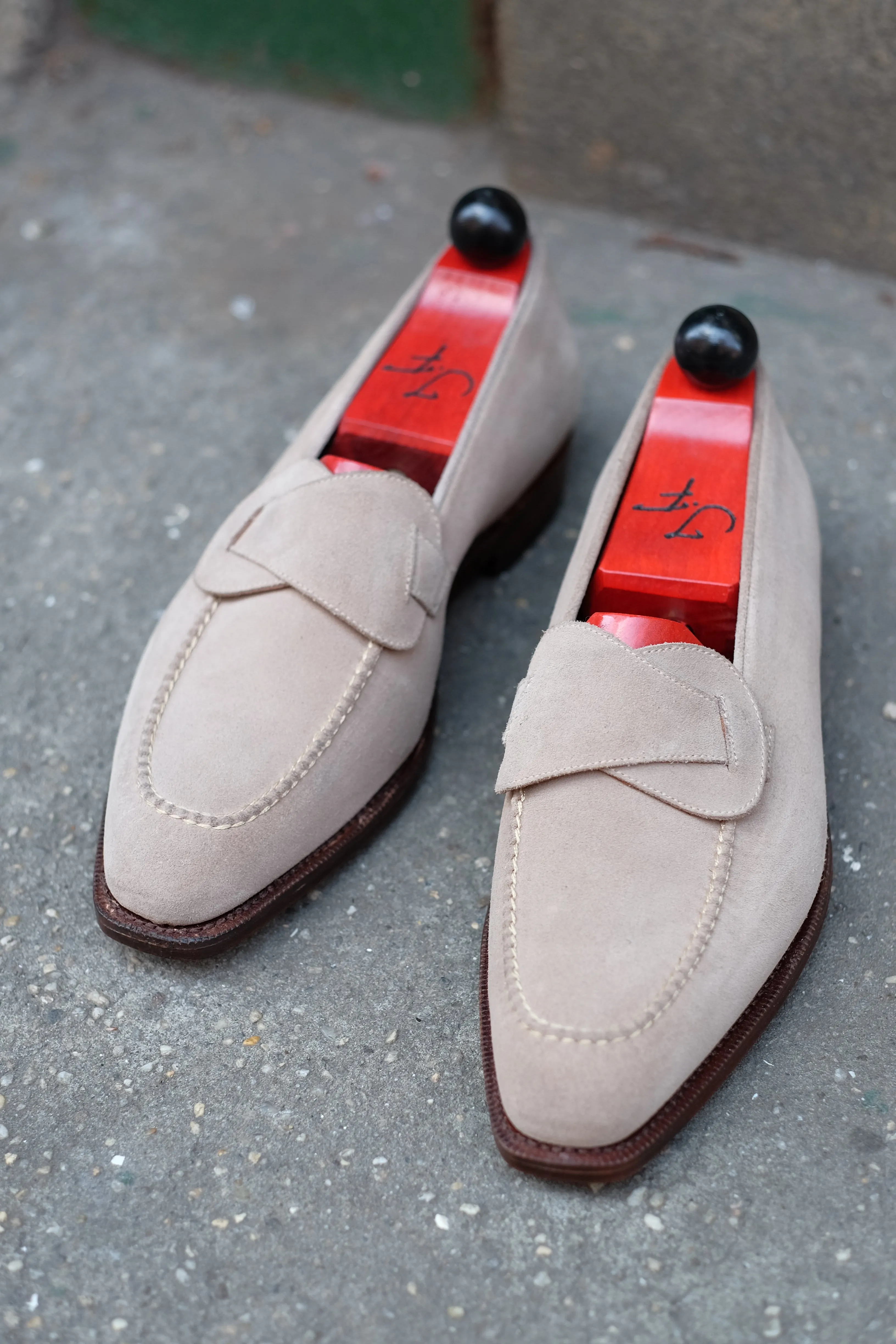 Hawthorne - MTO - Oatmeal Suede / Natural Stitching - LPB Last - Single Leather Sole