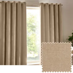 Heavy Chenille Room Darkening Eyelet Curtains Natural