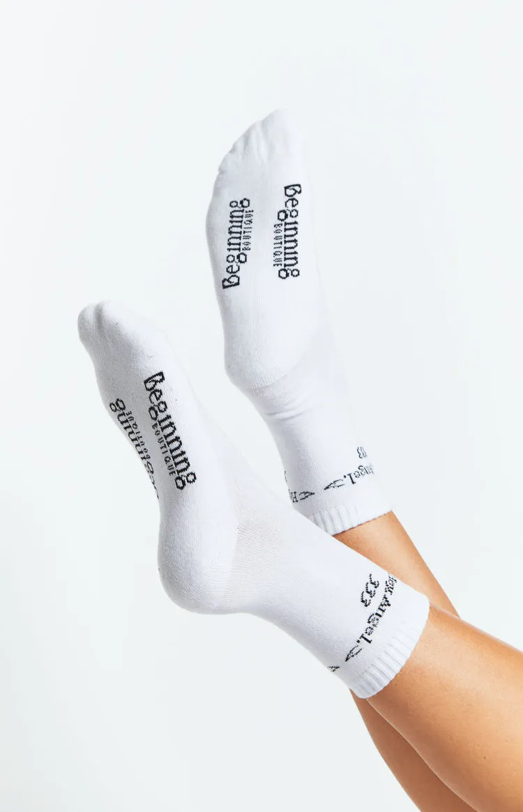 Hey Angel White Crew Socks