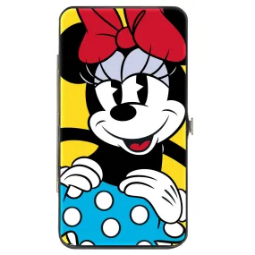 Hinged Wallet - Minnie Style Smiling Pose   Dots Blue/Black/White