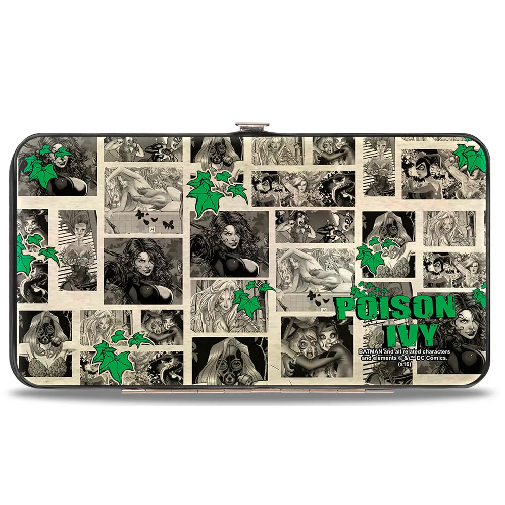 Hinged Wallet - Poison Ivy Pose   Logo Ivy Comic Scenes Grays Greens