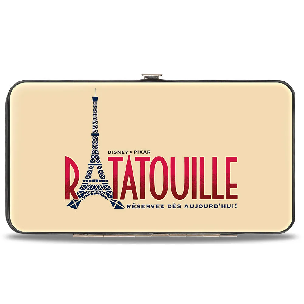 Hinged Wallet - Ratatouille Remy Eating Pose   Paris Logo Beige Reds Blues