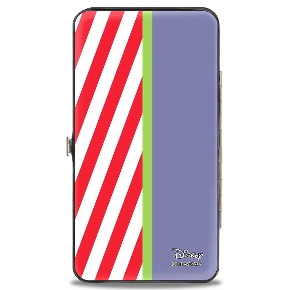 Hinged Wallet - Toy Story Buzz Lightyear Action Pose   Striping Red White Green Purple