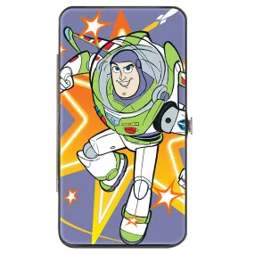 Hinged Wallet - Toy Story Buzz Lightyear Action Pose   Striping Red White Green Purple