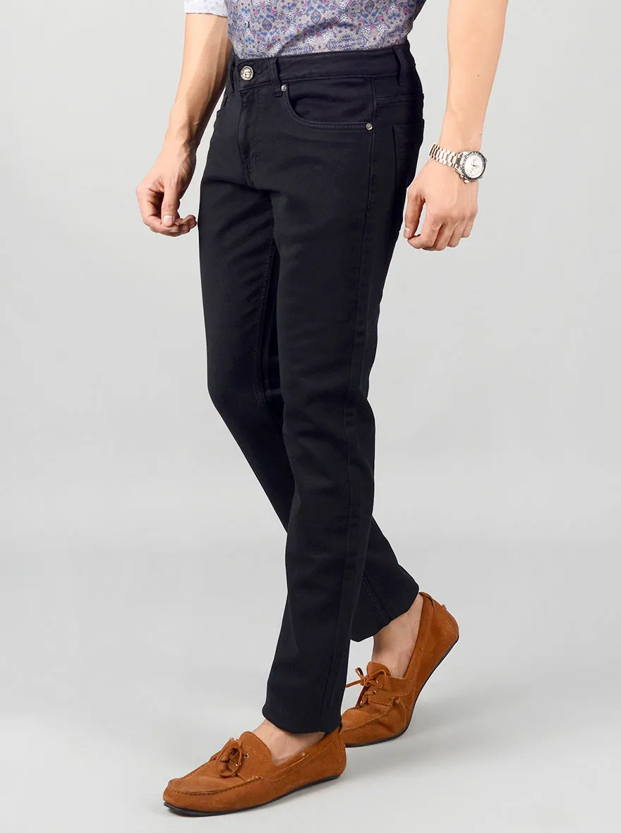 Jet Black Solid Narrow Fit Jeans | Greenfibre